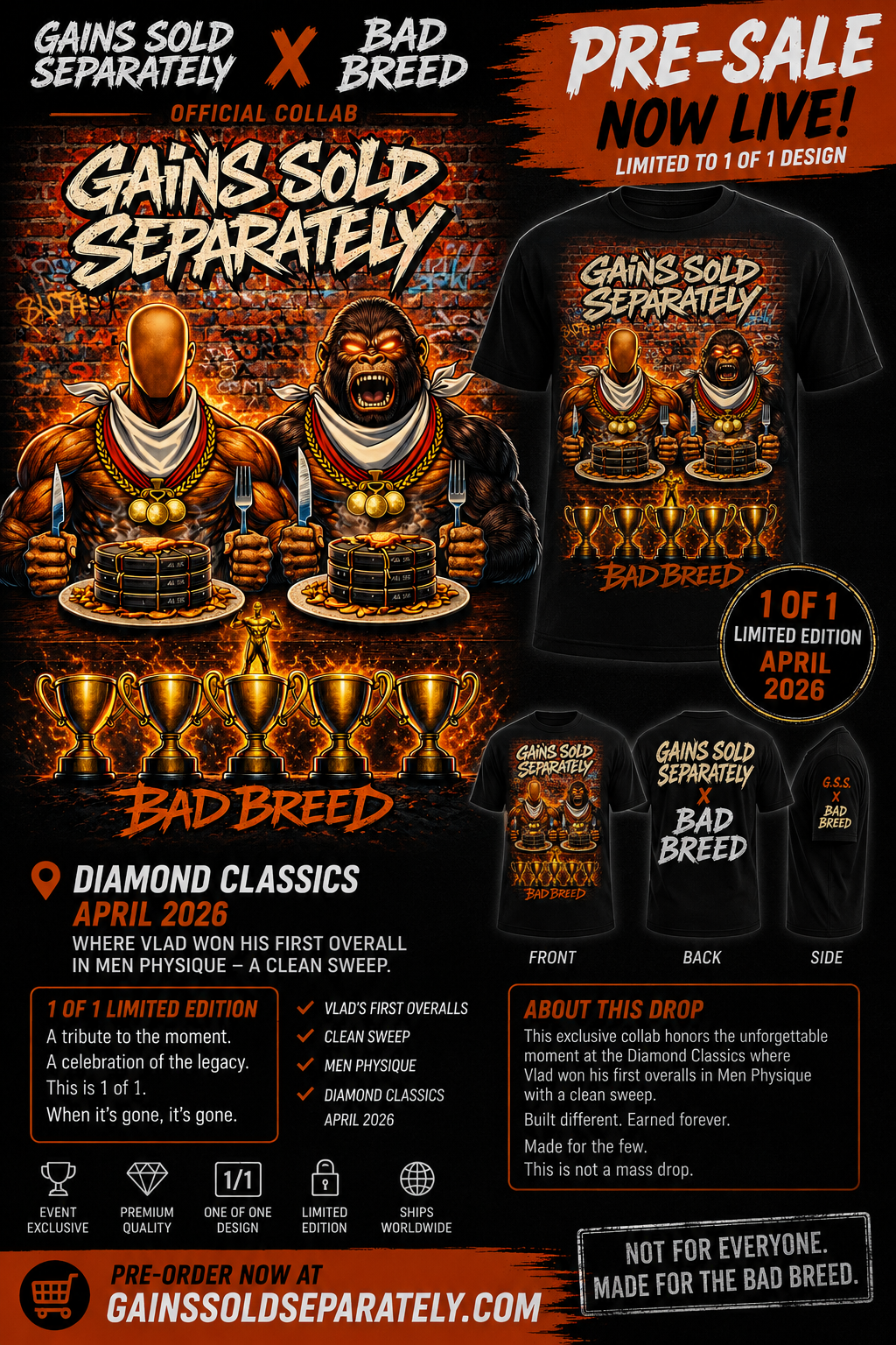 Gains Sold Separately × Bad Breed | Diamond Classics 2026 Limited Edition Oversized Tee