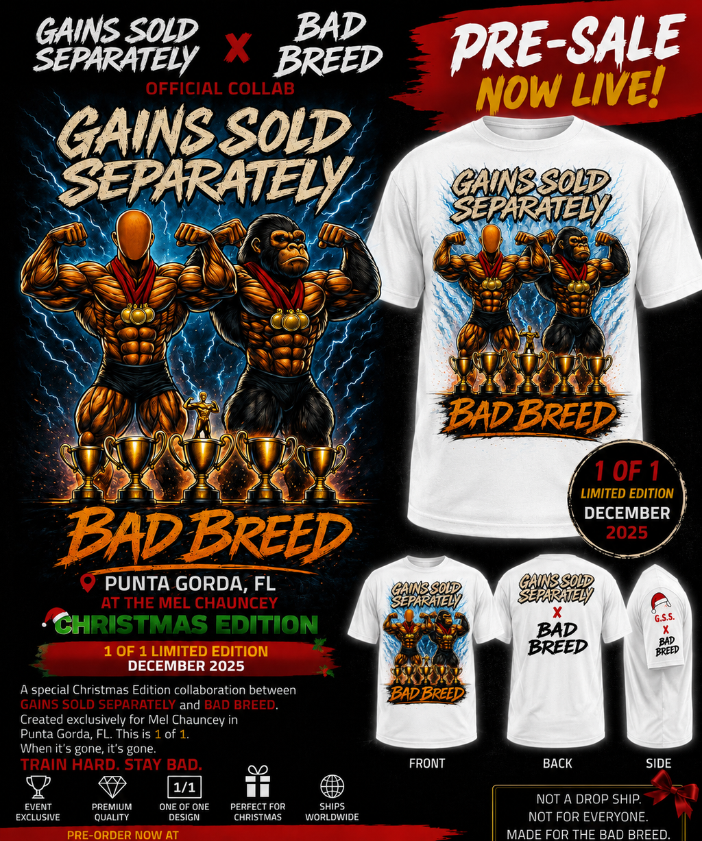 Mel Chauncey Christmas Edition 2025 shirt. Gains Sold Separately x Bad Breed Christmas Edition 2025 Limited Tee