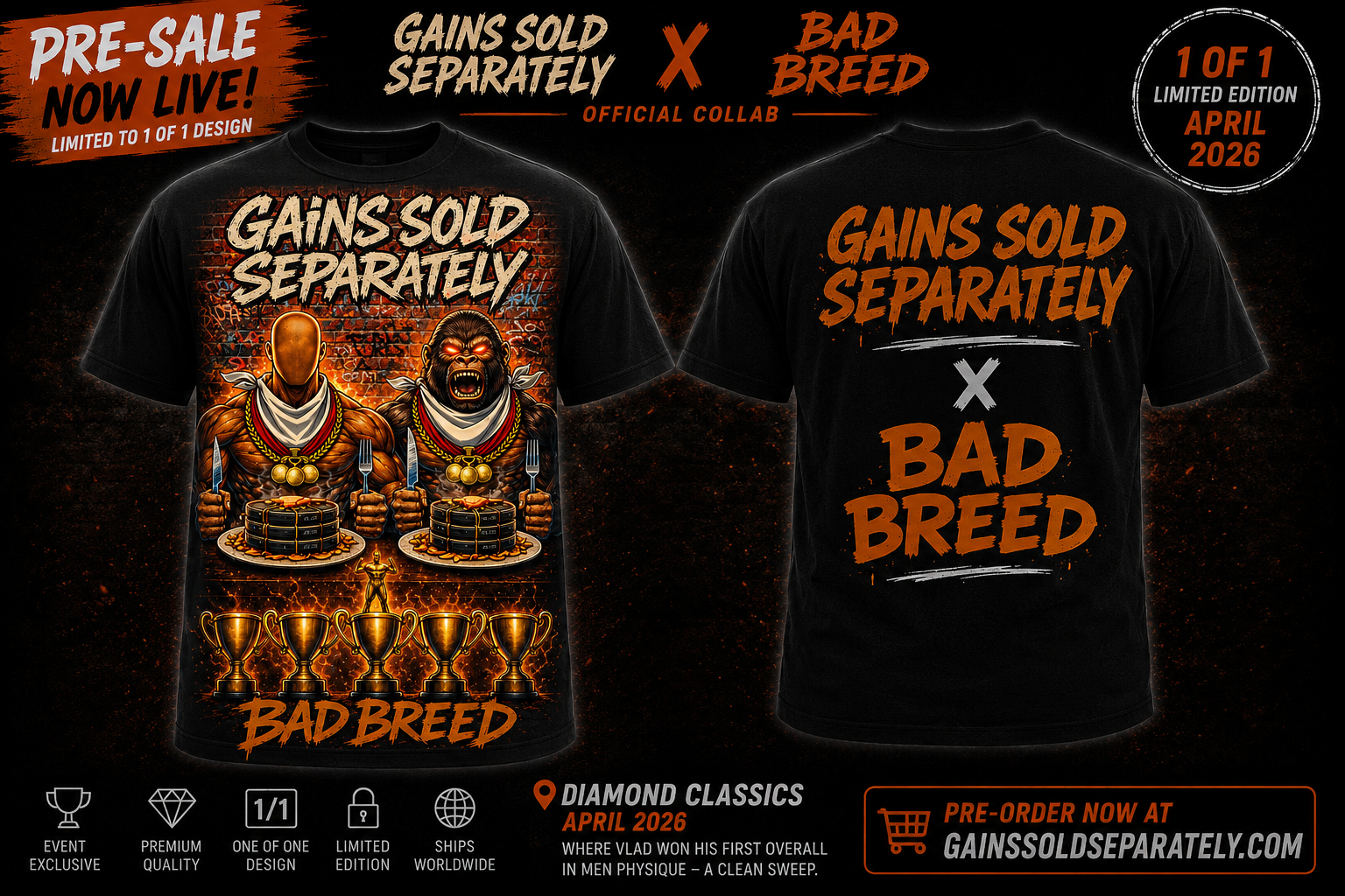 Gains Sold Separately × Bad Breed | Diamond Classics 2026 Limited Edition Oversized Tee